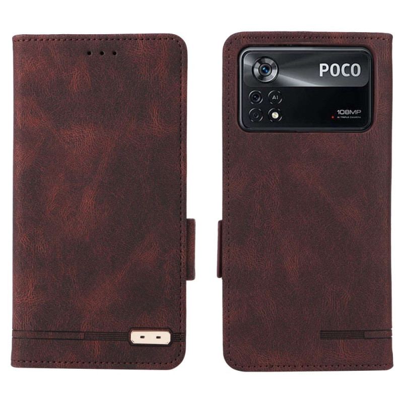 Capa De Celular Para Poco X4 Pro 5G Flip Efeito Couro Elegante