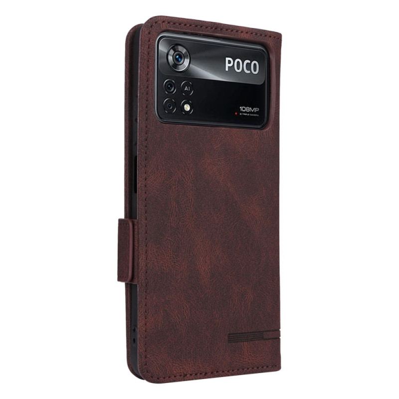 Capa De Celular Para Poco X4 Pro 5G Flip Efeito Couro Elegante