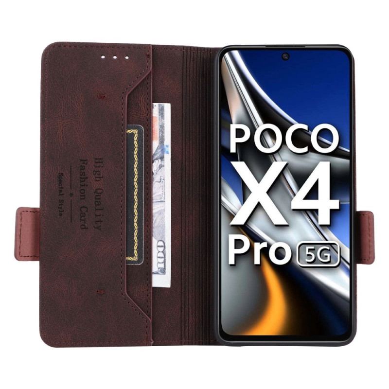 Capa De Celular Para Poco X4 Pro 5G Flip Efeito Couro Elegante