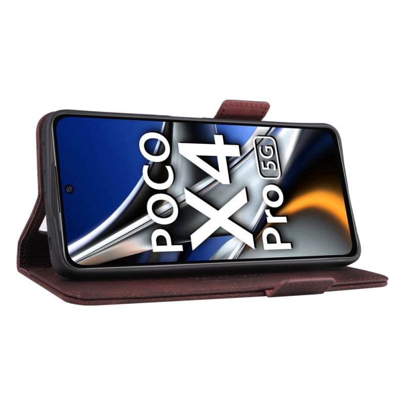 Capa De Celular Para Poco X4 Pro 5G Flip Efeito Couro Elegante