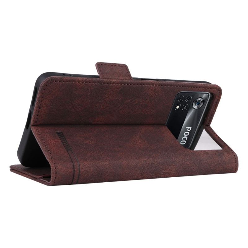 Capa De Celular Para Poco X4 Pro 5G Flip Efeito Couro Elegante