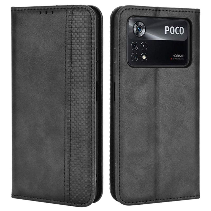 Capa De Celular Para Poco X4 Pro 5G Flip Efeito Couro Vintage