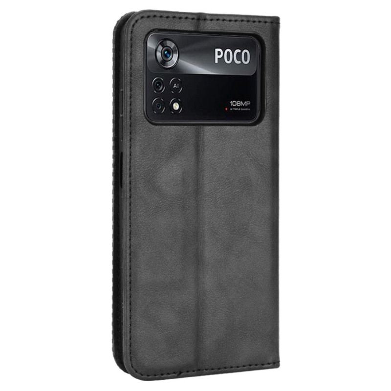 Capa De Celular Para Poco X4 Pro 5G Flip Efeito Couro Vintage