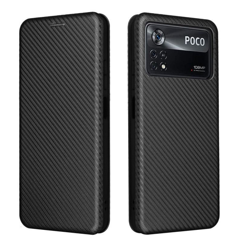 Capa De Celular Para Poco X4 Pro 5G Flip Fibra De Carbono Colorida