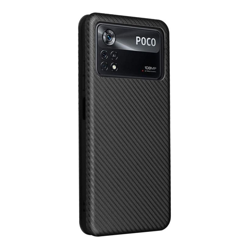 Capa De Celular Para Poco X4 Pro 5G Flip Fibra De Carbono Colorida