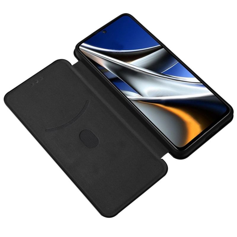 Capa De Celular Para Poco X4 Pro 5G Flip Fibra De Carbono Colorida