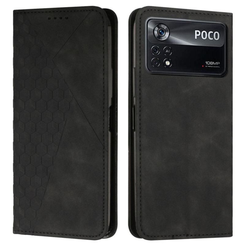 Capa De Celular Para Poco X4 Pro 5G Flip Padrão 3d De Efeito De Couro