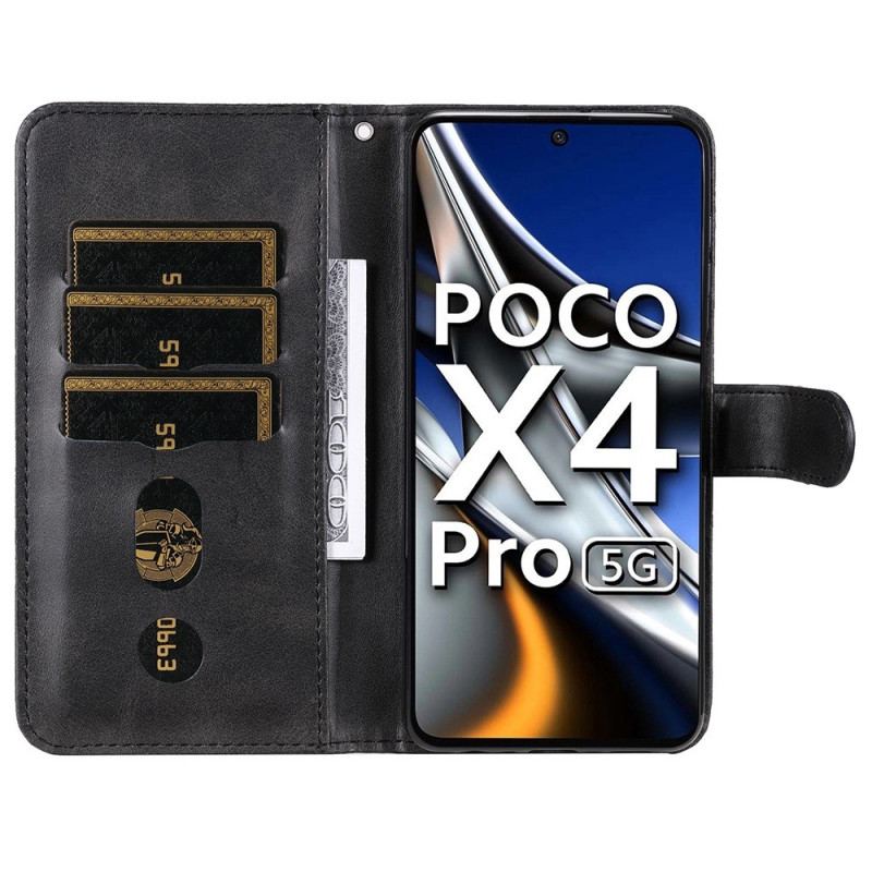 Capa De Couro Para Poco X4 Pro 5G Carteira