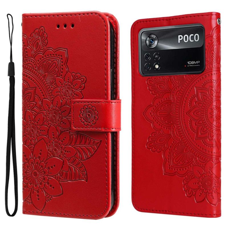 Capa De Couro Para Poco X4 Pro 5G De Cordão Mandala Strappy