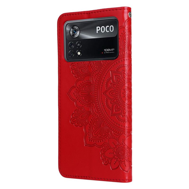 Capa De Couro Para Poco X4 Pro 5G De Cordão Mandala Strappy