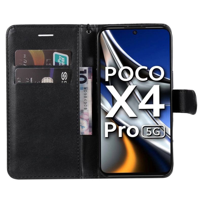 Capa De Couro Para Poco X4 Pro 5G De Cordão Simples Com Alça