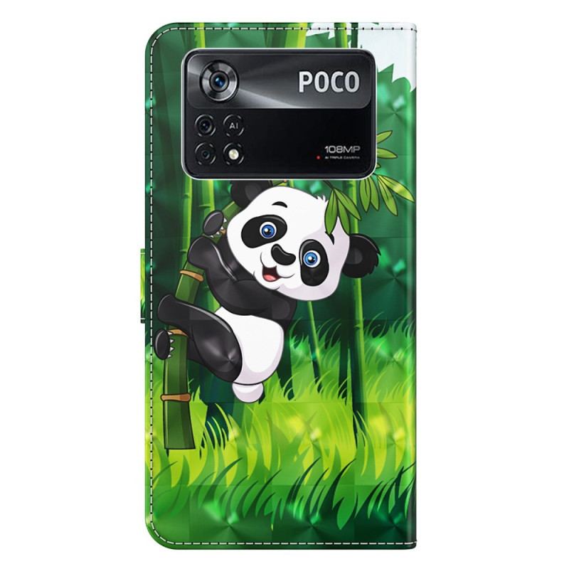 Capa De Couro Para Poco X4 Pro 5G De Cordão Strappy Panda