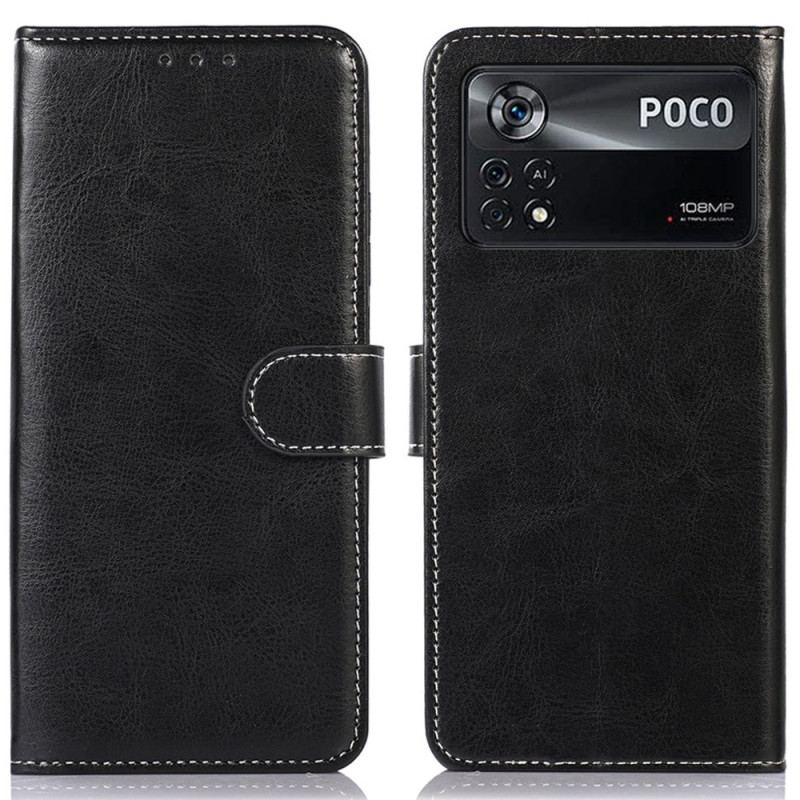 Capa De Couro Para Poco X4 Pro 5G Efeito Couro Couture