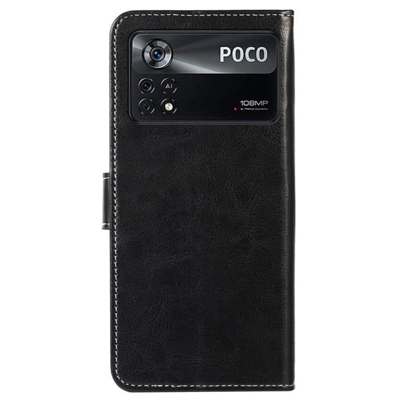 Capa De Couro Para Poco X4 Pro 5G Efeito Couro Couture