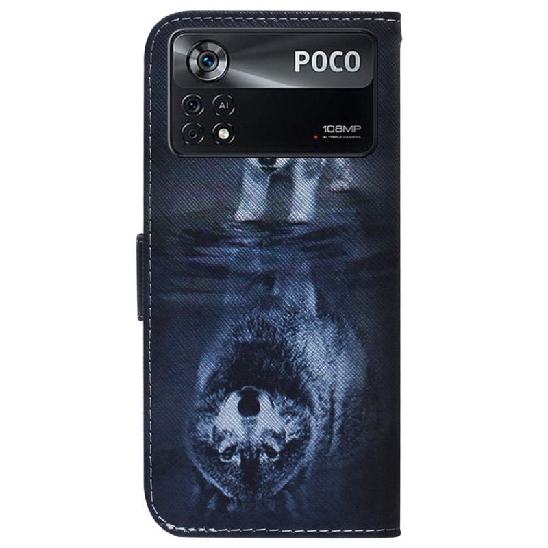 Capa De Couro Para Poco X4 Pro 5G Sonho De Cachorrinho