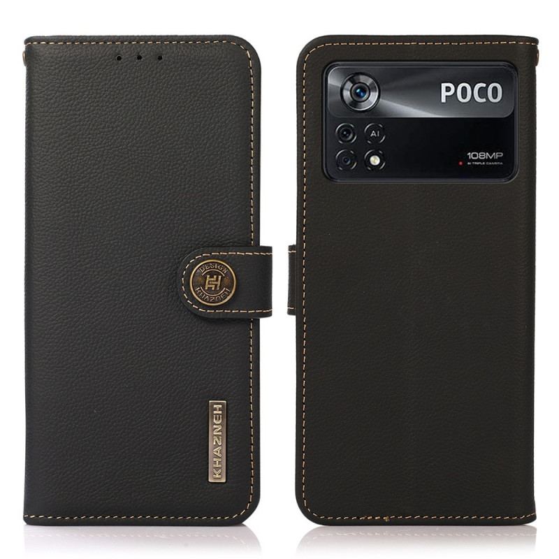 Capa Em Pele Para Poco X4 Pro 5G Khazneh Rfid Couro Genuíno