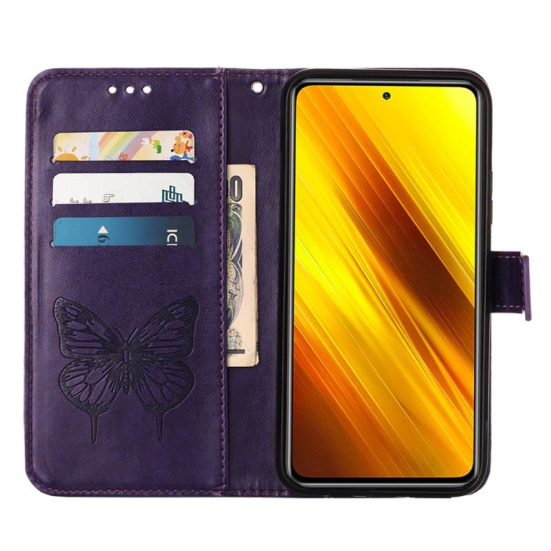 Capa Flip Para Poco X4 Pro 5G De Cordão Borboleta De Tiras Barroca