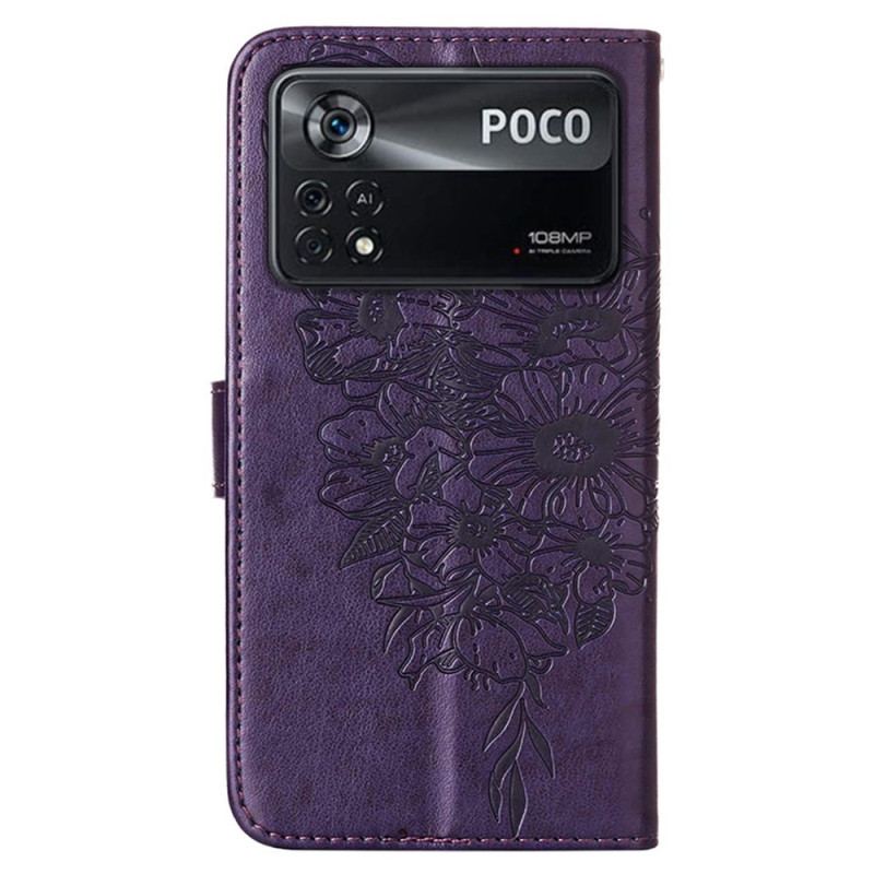 Capa Flip Para Poco X4 Pro 5G De Cordão Borboleta De Tiras Barroca