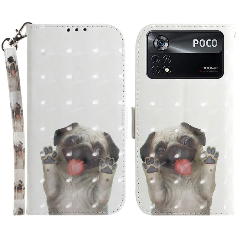 Capa Flip Para Poco X4 Pro 5G De Cordão Cachorro Tanga