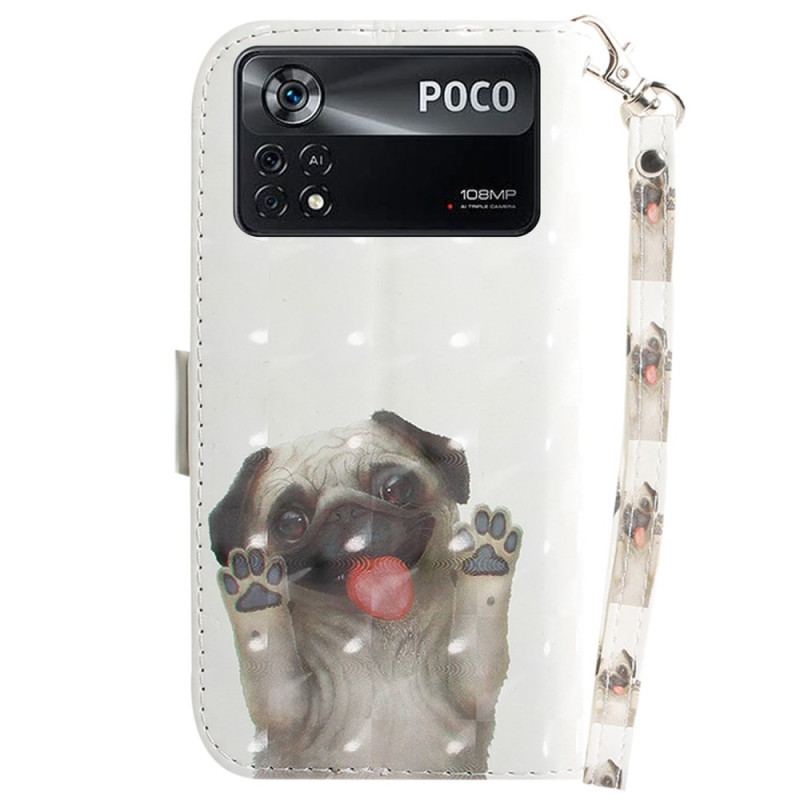 Capa Flip Para Poco X4 Pro 5G De Cordão Cachorro Tanga