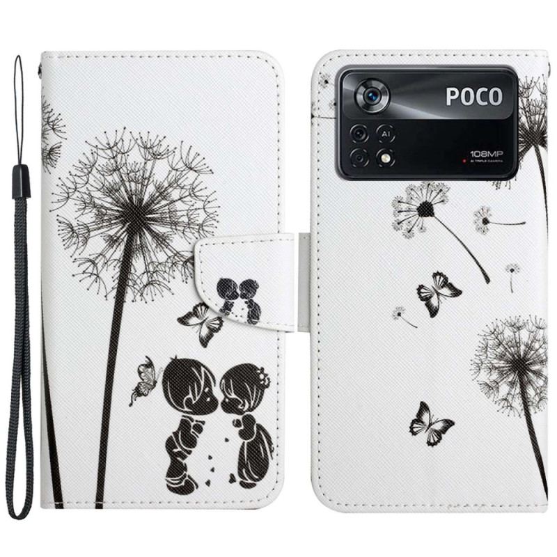 Capa Flip Para Poco X4 Pro 5G De Cordão Cordão Dente-de-leão Love