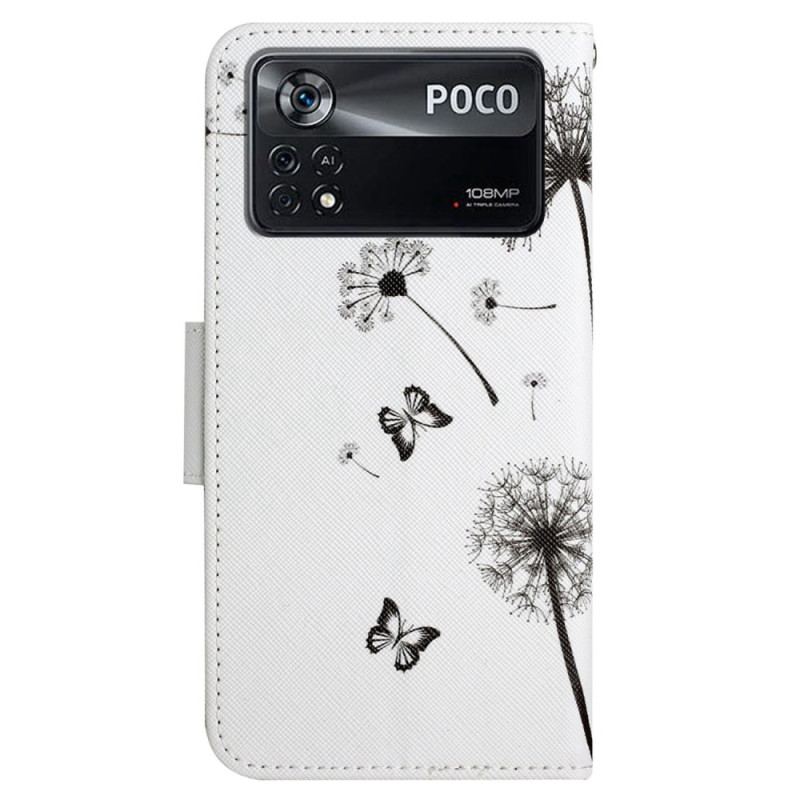 Capa Flip Para Poco X4 Pro 5G De Cordão Cordão Dente-de-leão Love