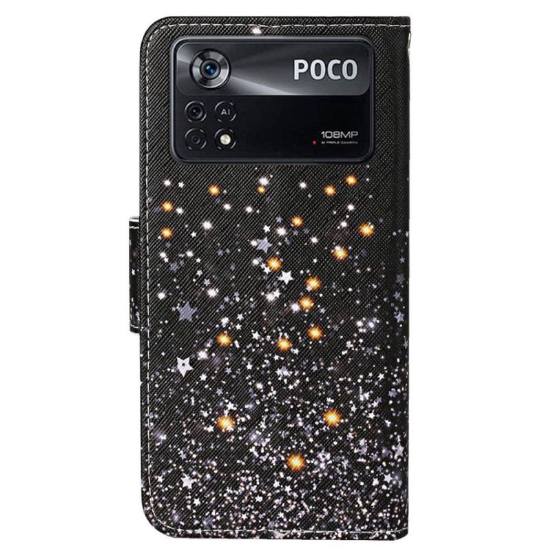 Capa Flip Para Poco X4 Pro 5G De Cordão Efeito Strappy Glitter