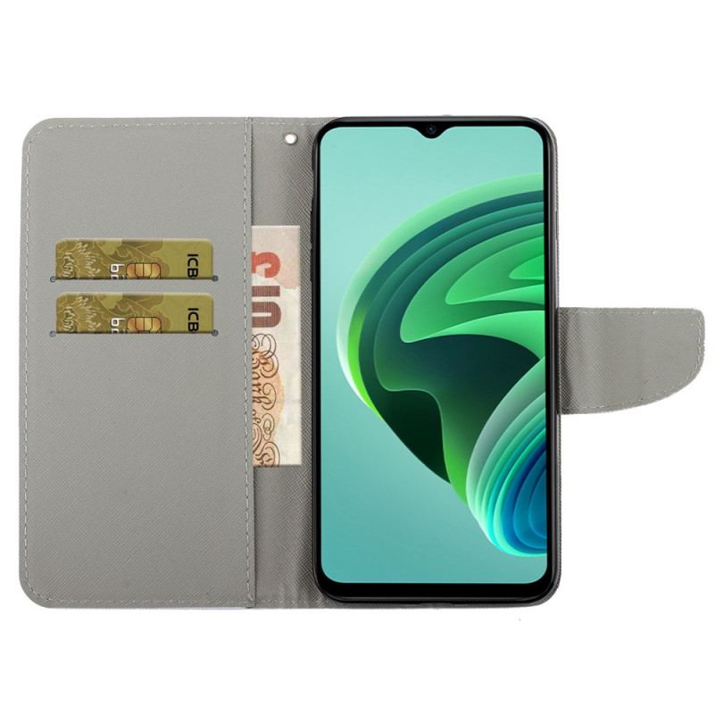 Capa Flip Para Poco X4 Pro 5G De Cordão Fantasia Floral Com Tiras