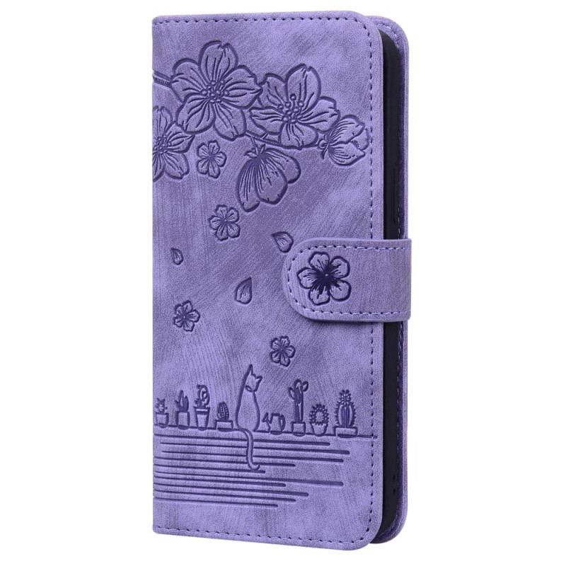 Capa Flip Para Poco X4 Pro 5G De Cordão Fio Dental Floral Gato