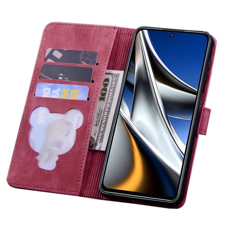 Capa Flip Para Poco X4 Pro 5G De Cordão Fio Dental Floral Gato