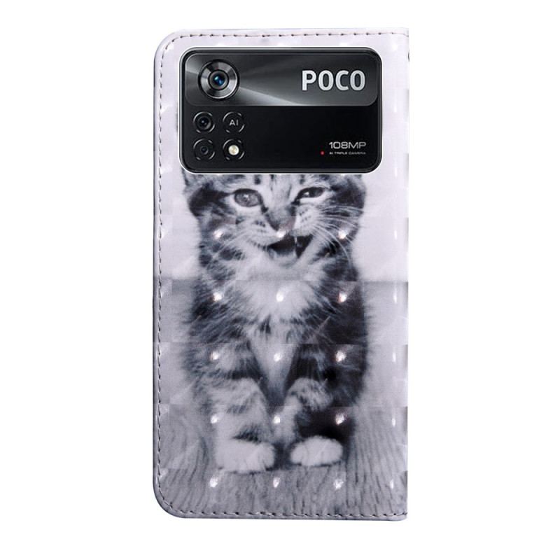 Capa Flip Para Poco X4 Pro 5G De Cordão Gatinho Strappy