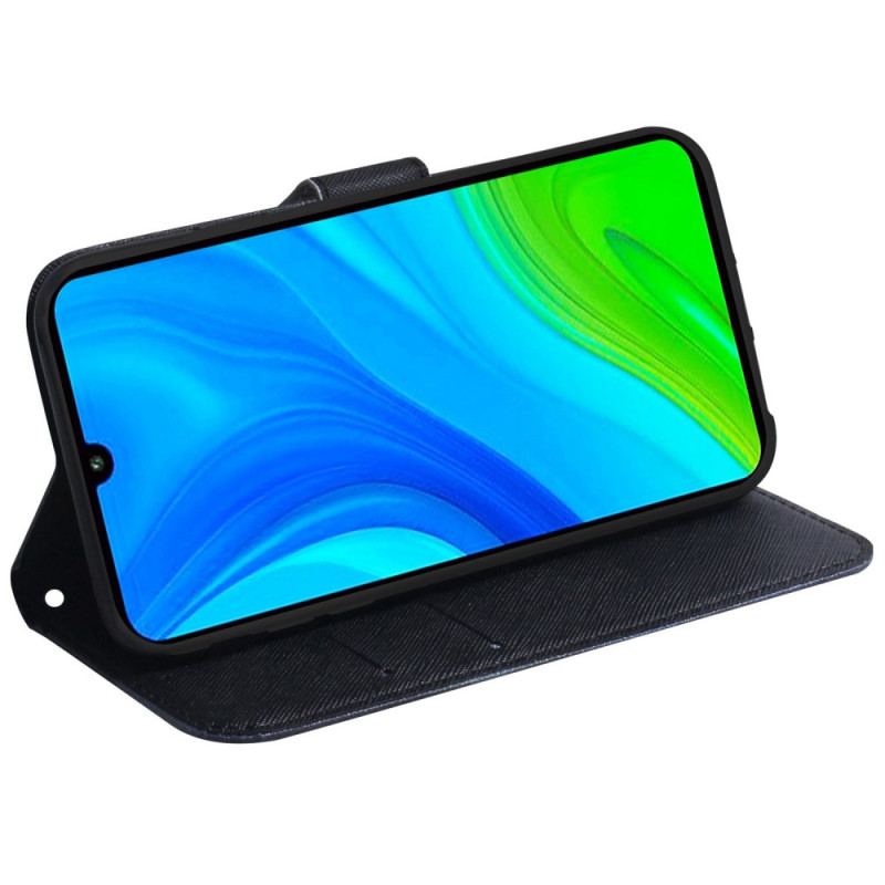 Capa Flip Para Poco X4 Pro 5G De Cordão Gato Preto Gato Branco Com Alça