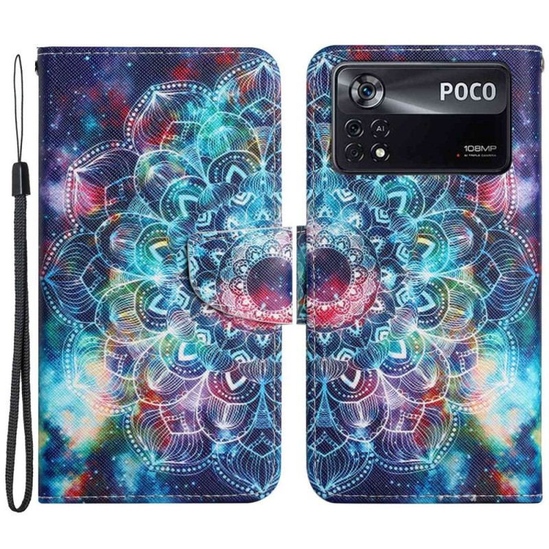 Capa Flip Para Poco X4 Pro 5G De Cordão Mandala Strappy