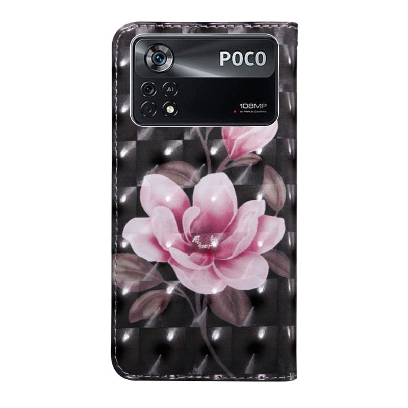 Capa Flip Para Poco X4 Pro 5G De Cordão Strappy Floral