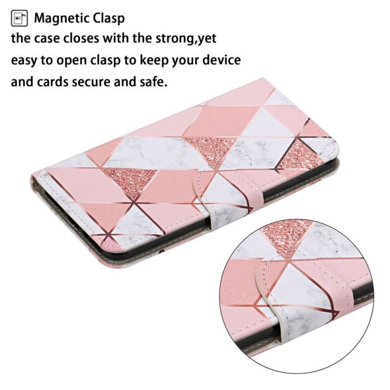 Capa Flip Para Poco X4 Pro 5G De Cordão Strappy Glitter Mármore