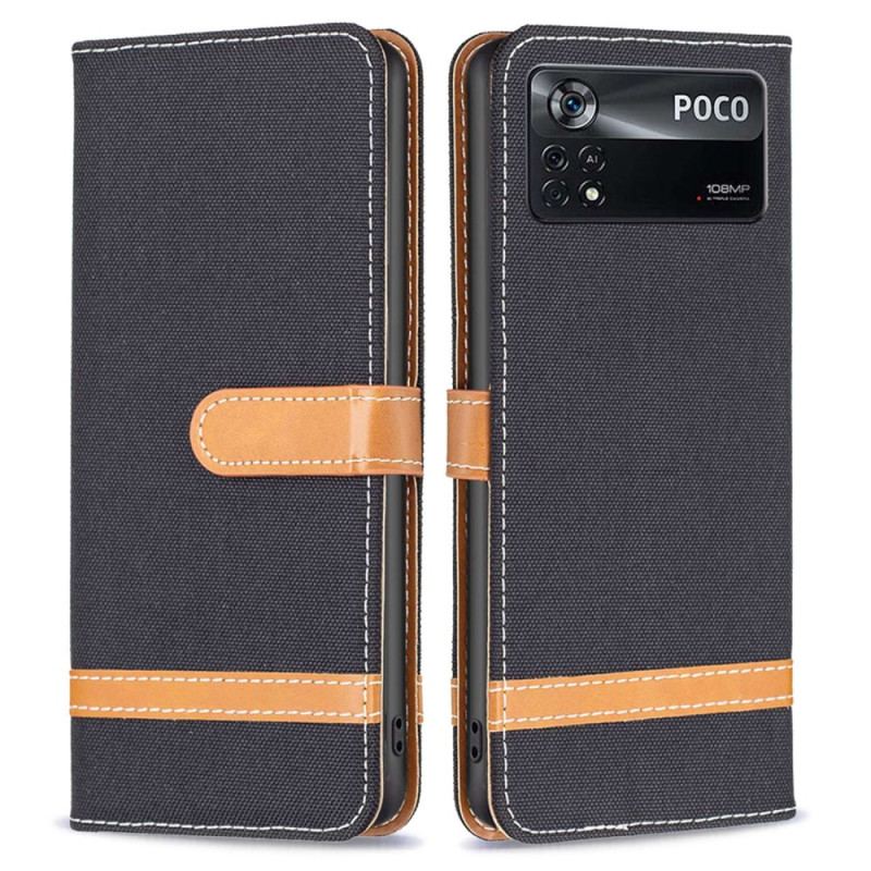 Capa Flip Para Poco X4 Pro 5G De Cordão Tecido De Alça