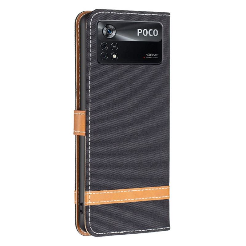 Capa Flip Para Poco X4 Pro 5G De Cordão Tecido De Alça