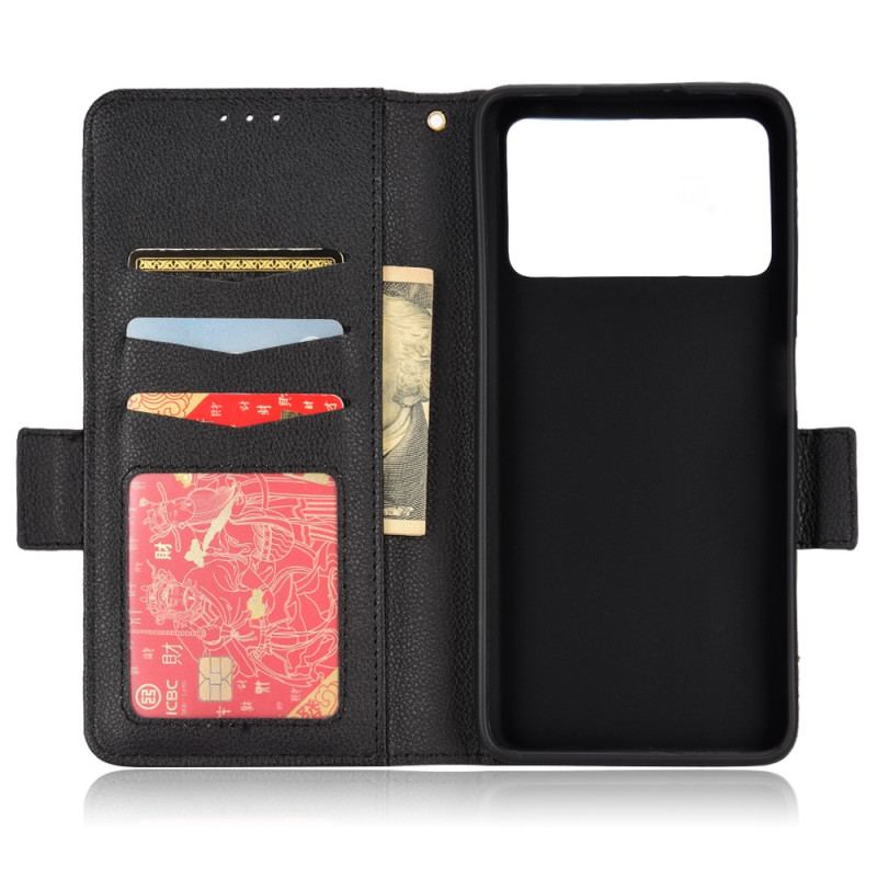 Capa Flip Para Poco X4 Pro 5G Couro Falso De Lichia Ultrafino