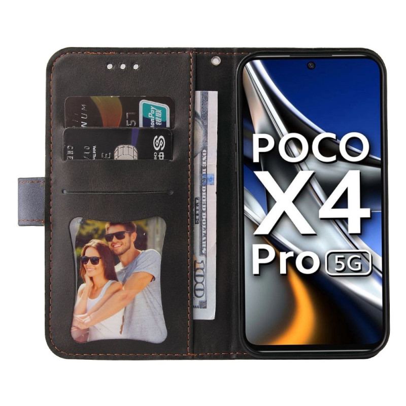 Capa Flip Para Poco X4 Pro 5G Dois Tons Com Alça