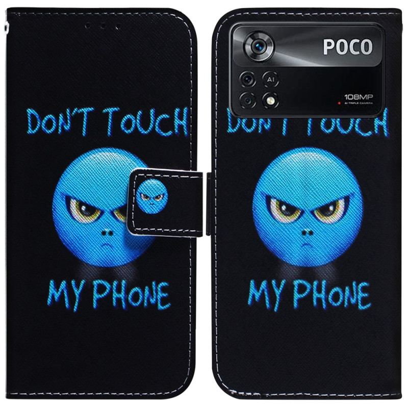 Capa Flip Para Poco X4 Pro 5G Emoji Não Toque No Meu Telefone