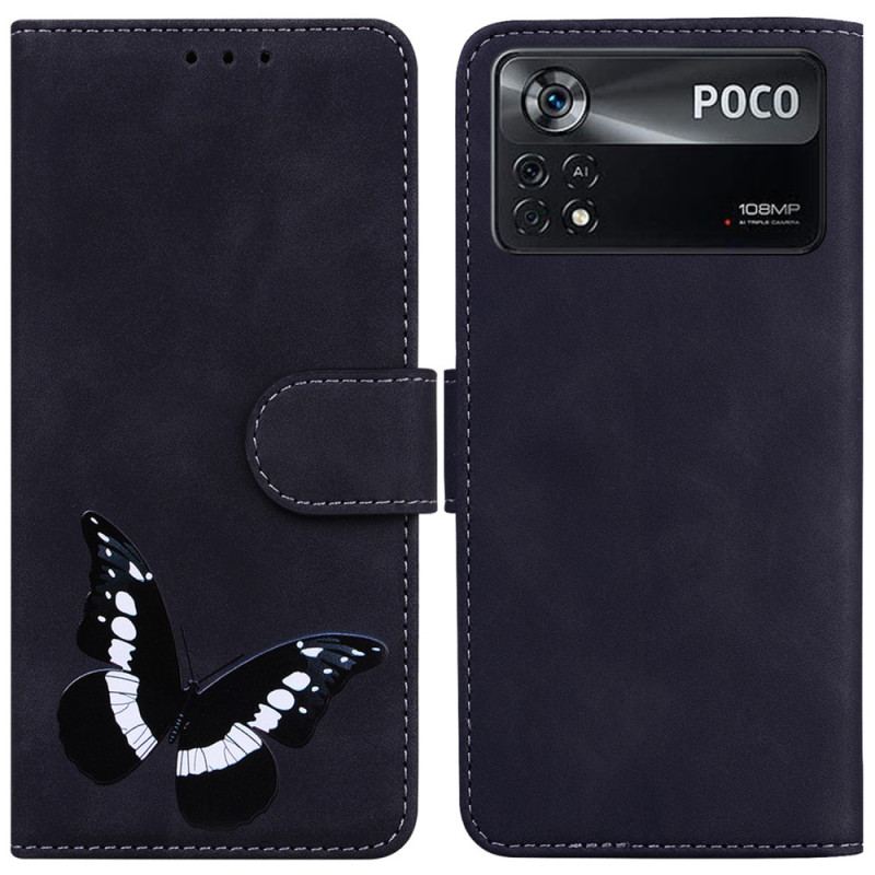 Capa Flip Para Poco X4 Pro 5G Estampa De Borboleta