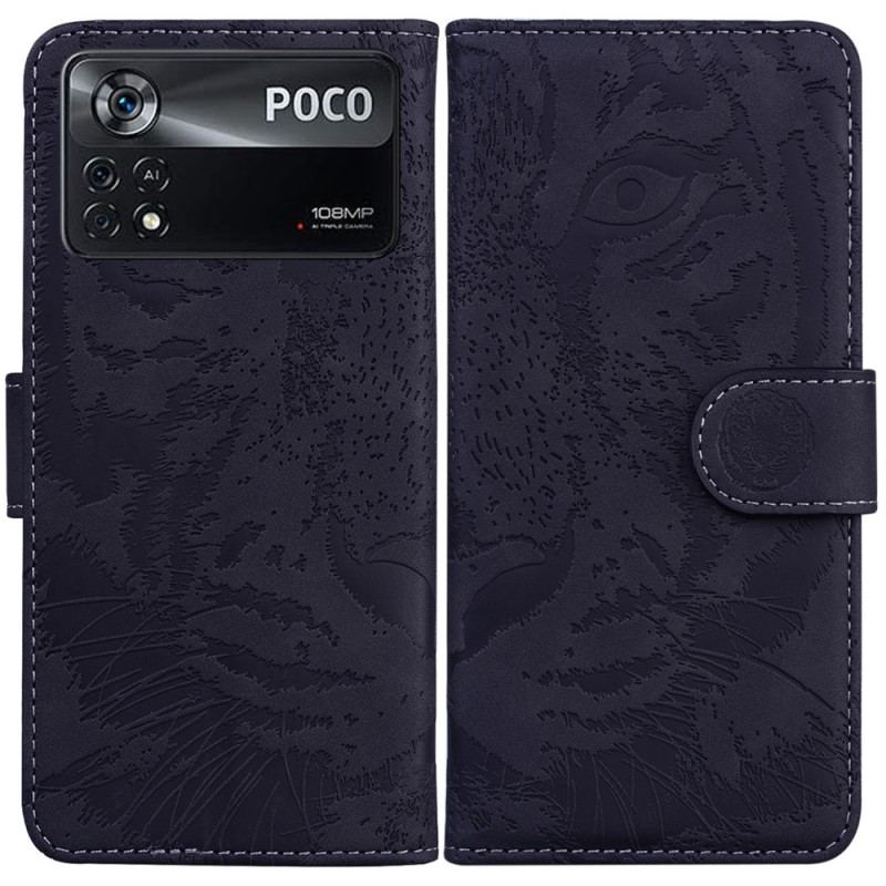 Capa Flip Para Poco X4 Pro 5G Estampa De Tigre