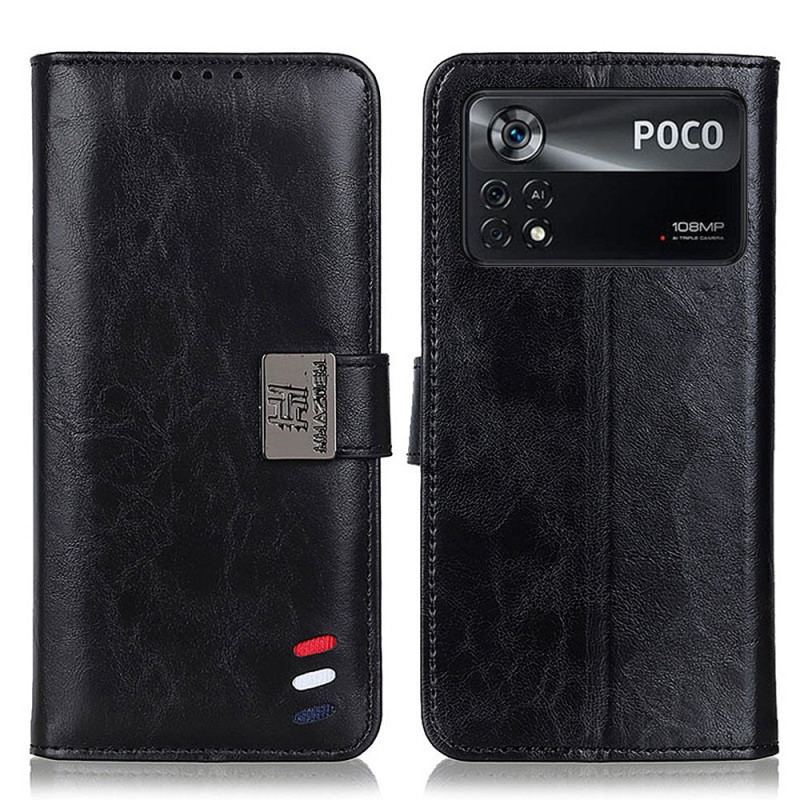 Capa Flip Para Poco X4 Pro 5G Fecho De Prata