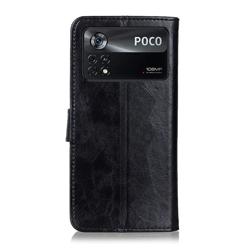 Capa Flip Para Poco X4 Pro 5G Fecho De Prata