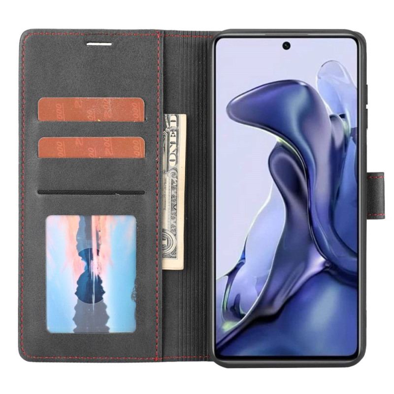 Capa Flip Para Poco X4 Pro 5G Linha Efeito Couro