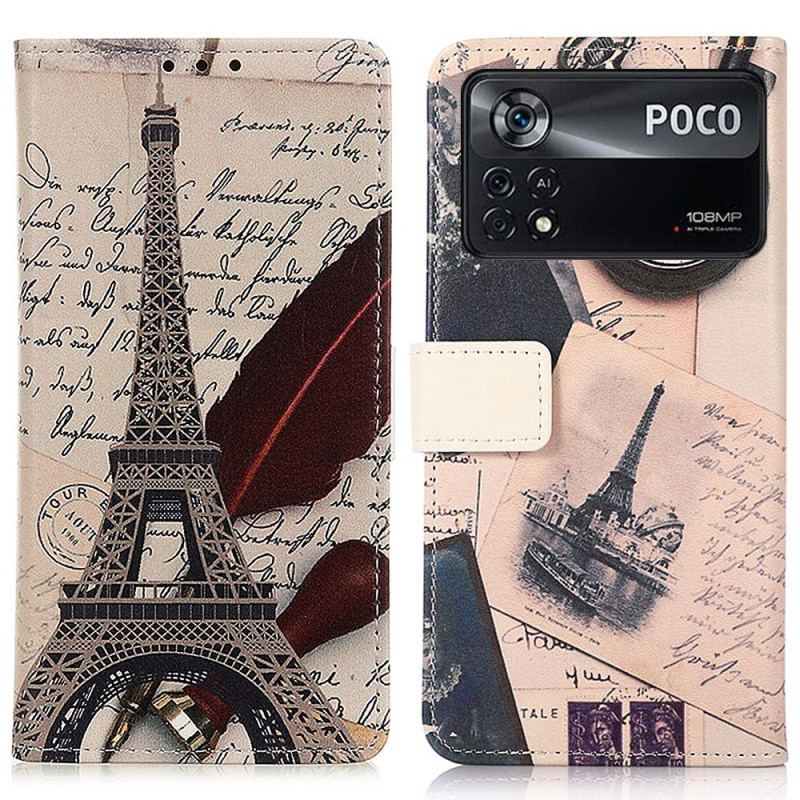 Capa Flip Para Poco X4 Pro 5G Torre Eiffel Do Poeta