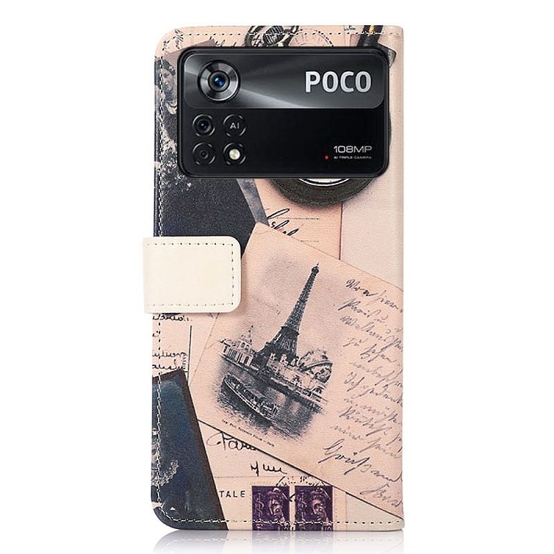 Capa Flip Para Poco X4 Pro 5G Torre Eiffel Do Poeta