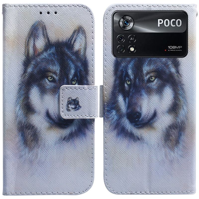 Capa Folio Para Poco X4 Pro 5G Cachorro Aquarela