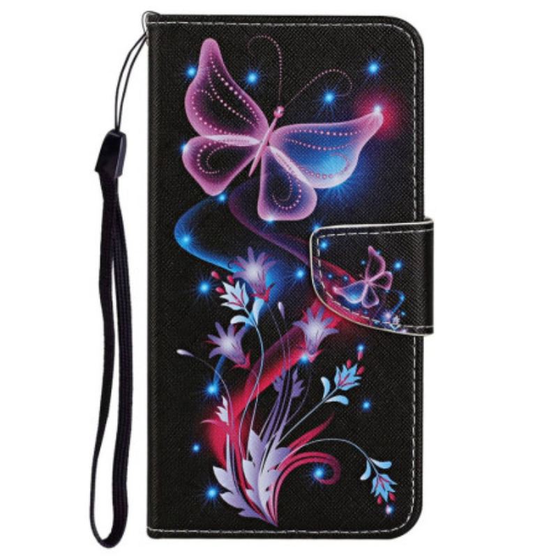 Capa Folio Para Poco X4 Pro 5G De Cordão Dança Da Borboleta Strappy