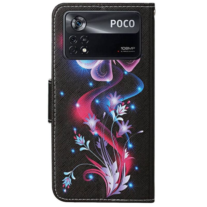 Capa Folio Para Poco X4 Pro 5G De Cordão Dança Da Borboleta Strappy